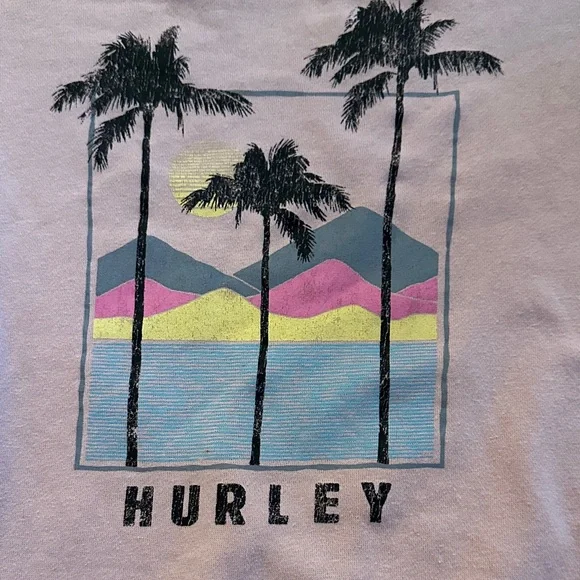 Hurley Light Pink Palm Graphic Sweatshirt size SMALL - Picture 6 of 8